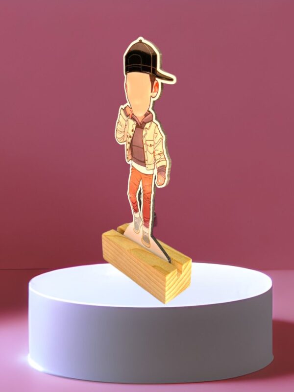 BOY IN JACKET CARICATURE TABLE TOP